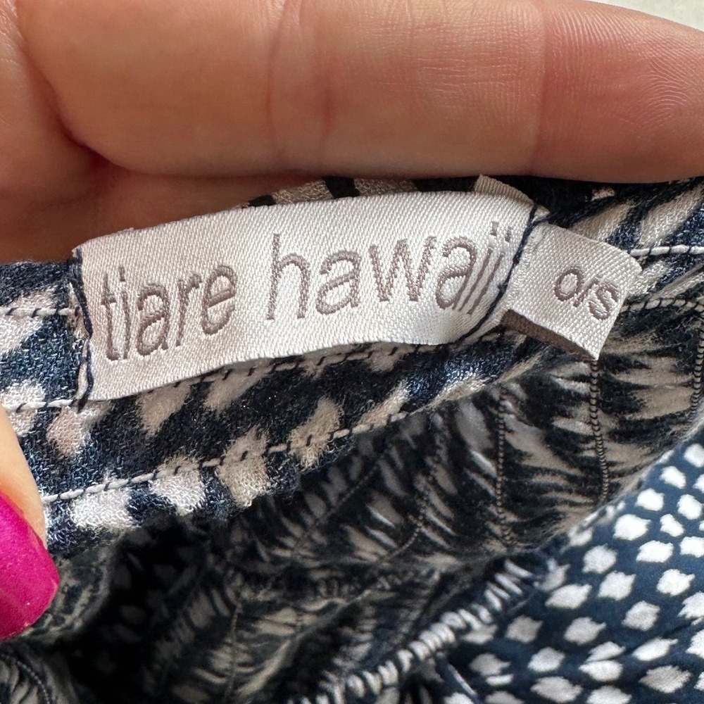 Tiare Hawaii Blue White Smocked Maxi Dress OS Off Shoulder Boho Coastal Resort - Picture 11 of 11